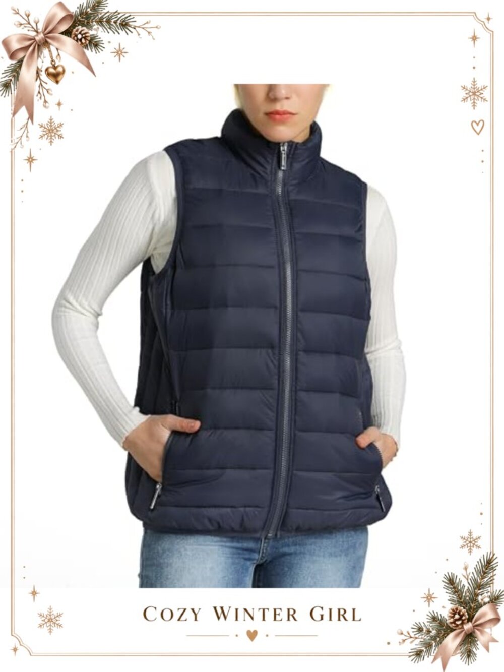 Packable Lightweight Puffer Vest Down Alternative Full Zip Women's Outerwear